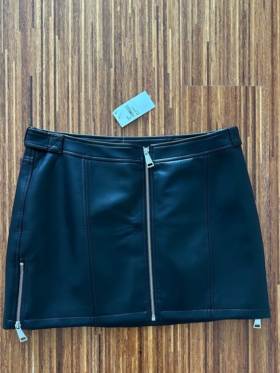 naked wardrobe Dresses & Skirts - NWT Naked Wardrobe Leather Zip-Front Mini Skirt